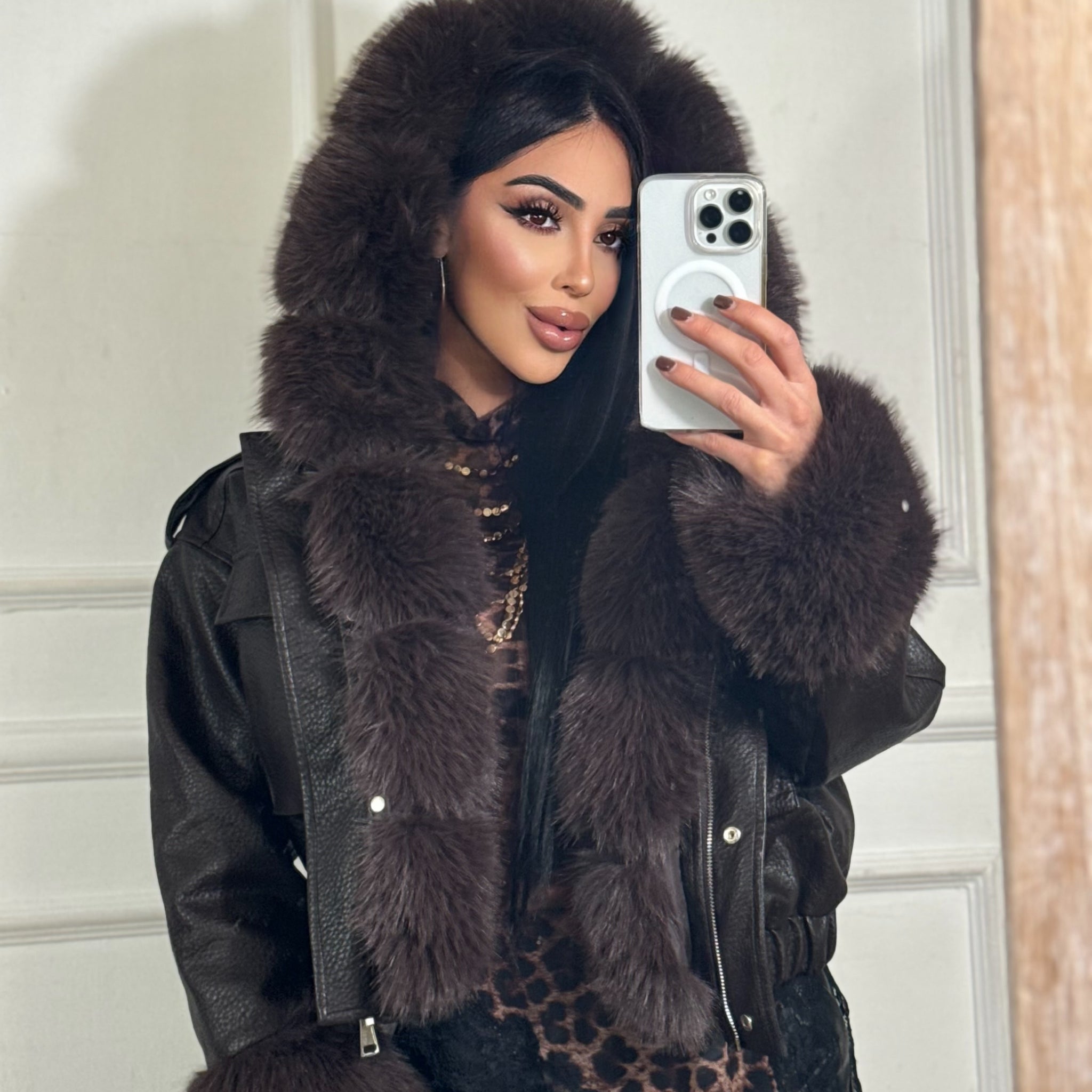 Giubbino In Pelle e Pelliccia