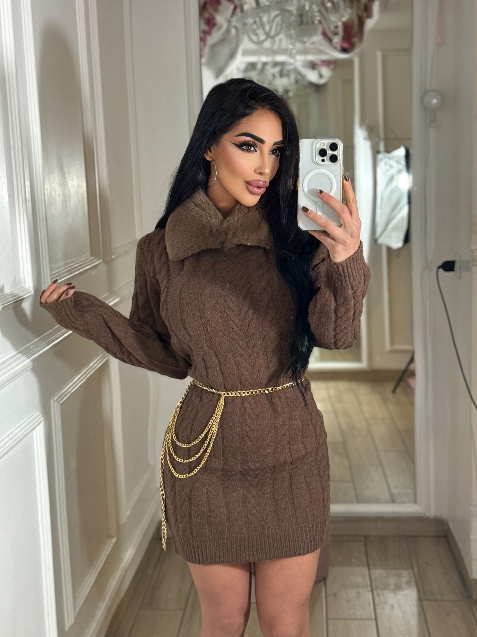 Abito Collo Di Pelliccia