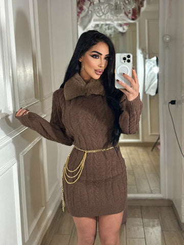 Abito Collo Di Pelliccia