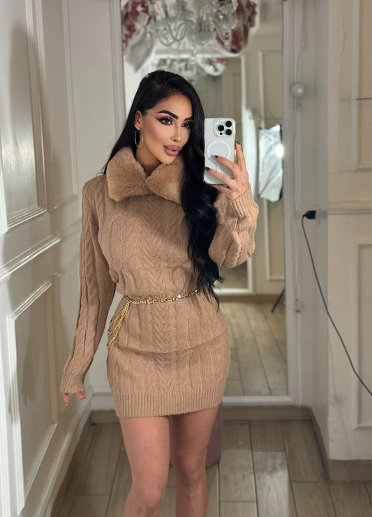 Abito Collo Di Pelliccia